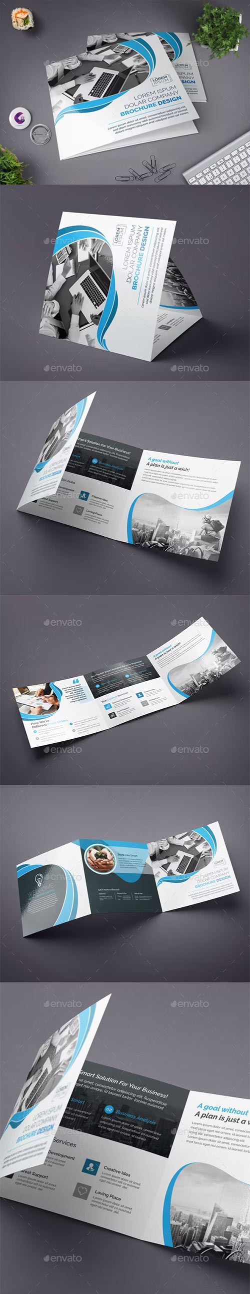 Blue Square Tri-fold Brochure 22588387