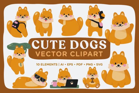 Cute Dogs Vector Clipart Pack SMGNYK5