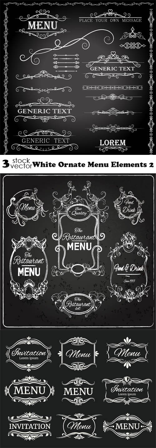 Vectors - White Ornate Menu Elements 2