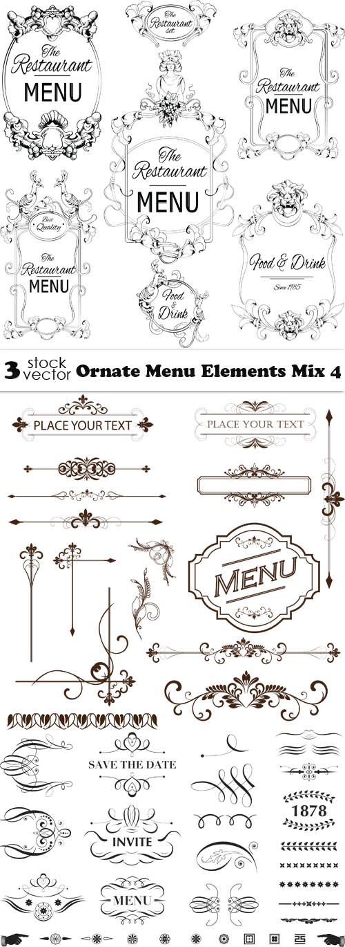 Vectors - Ornate Menu Elements Mix 4