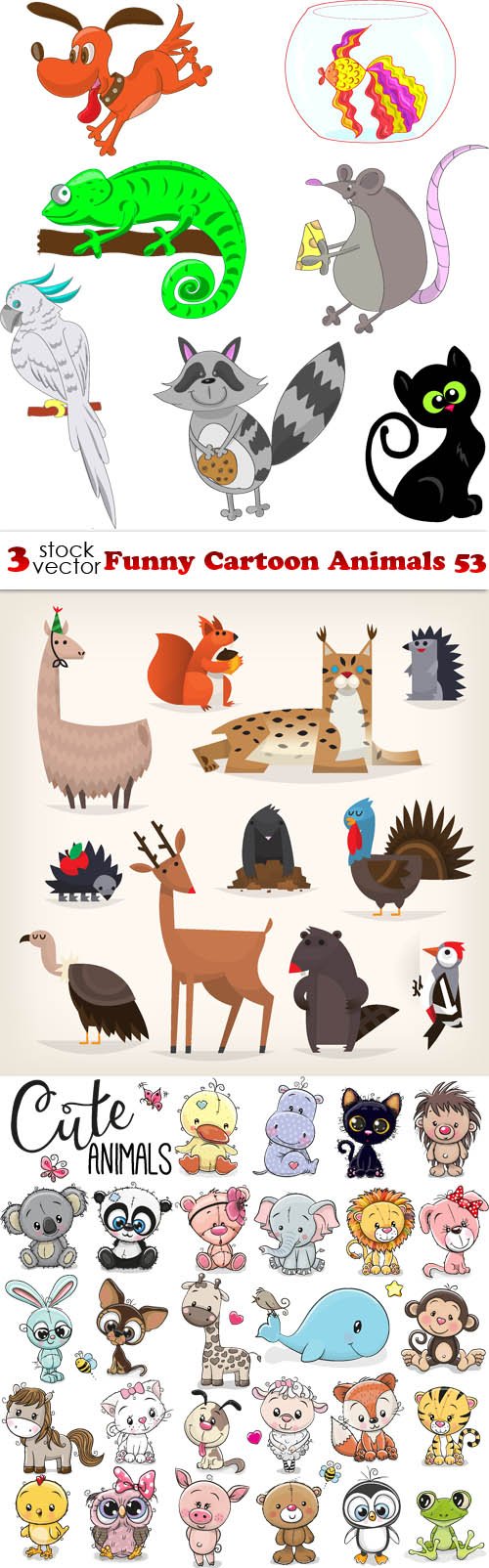 Vectors - Funny Cartoon Animals 53