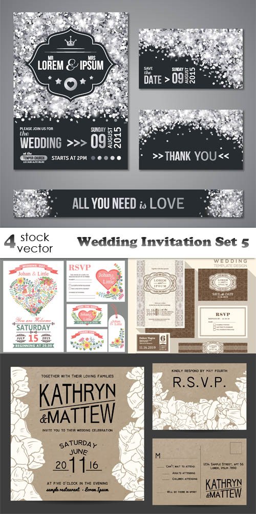 Vectors - Wedding Invitation Set 5