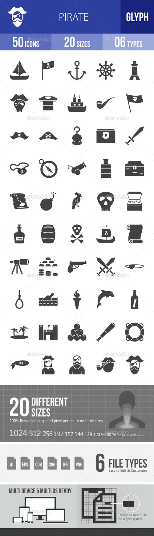 Pirate Glyph Icons 19407583