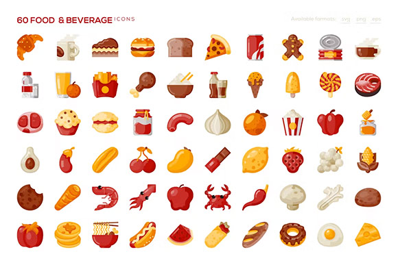 60 Food & Beverage Icons