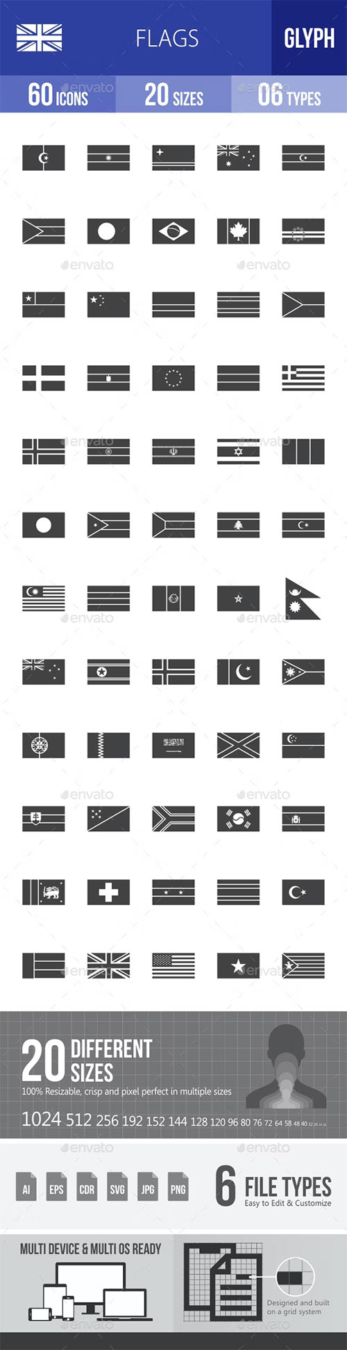 Flags Glyph Icons 18210000