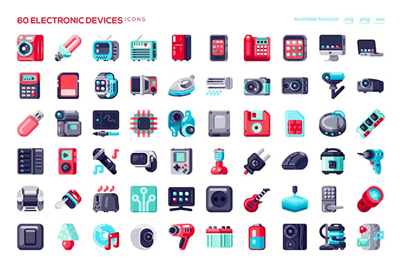 60 Electronic Devices Icons