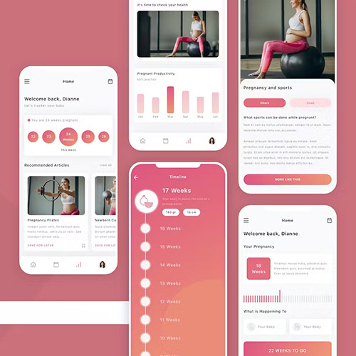 Pregnancy Tracker Mobile App UI Kit EWHA245