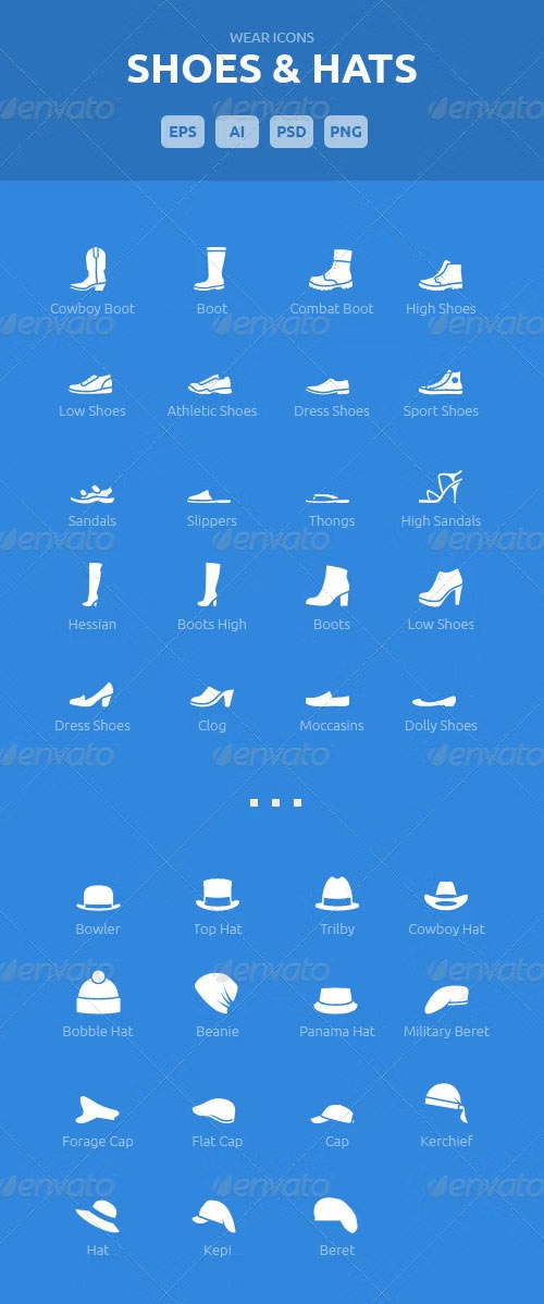Wear Icons - Shoes & Hats Vector Pack 5540243