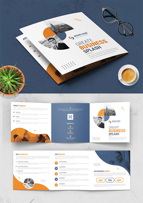 Brochure Layout with Orange Color Accents 525674997