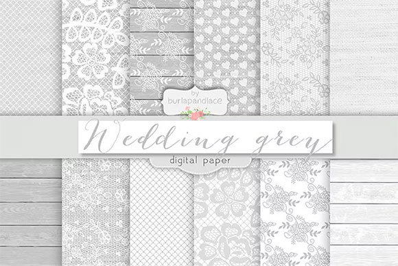 Grey Wedding Digital Paper Pack