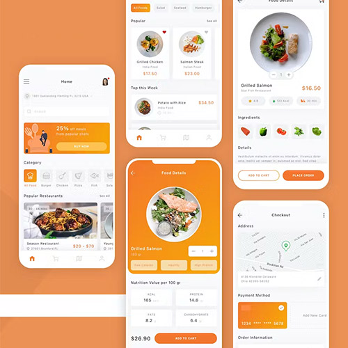 Food Ordering & Delivery Mobile App UI Kit V6HLBUZ