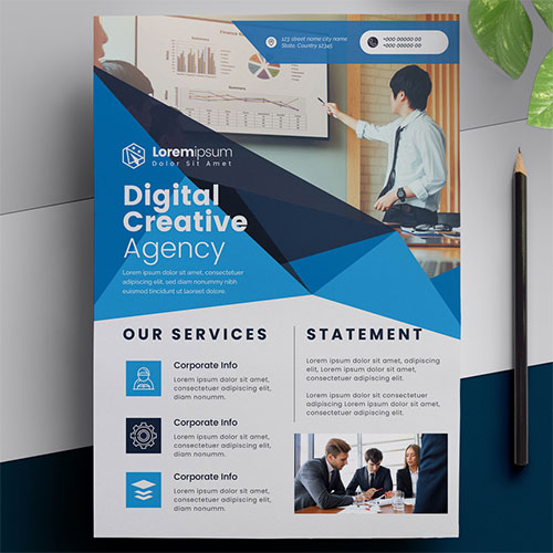 Abstract Blue Corporate Flyer Template 521501875