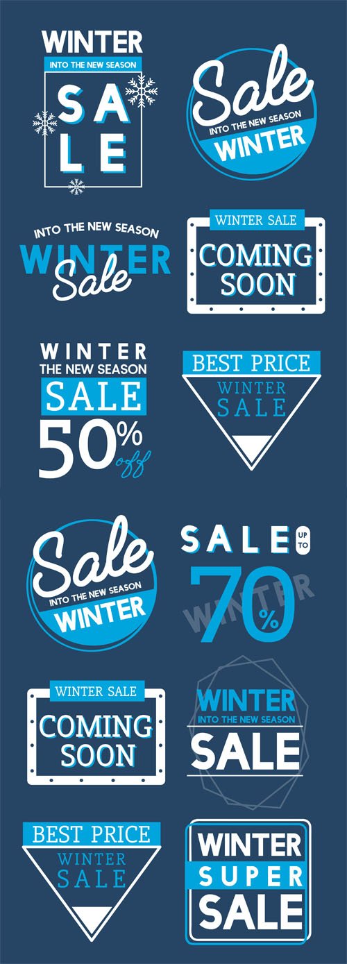9 Winter Sale Badges Vector Templates