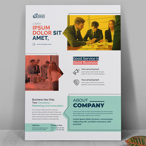 Corporate Flyer with Multicolored Vector Accents Layout 521501876
