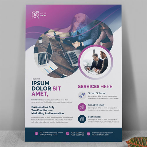 Corporate Flyer Template with Purple Vector Accents 521501865