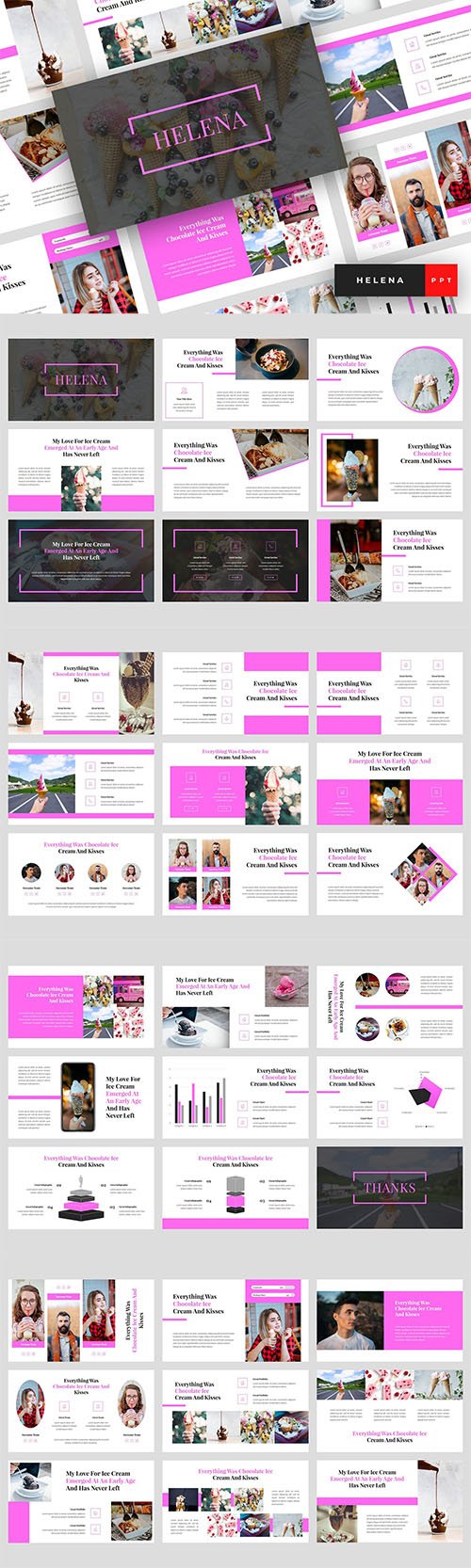 Helena - Ice Cream Powerpoint, Keynote and Google Slides Templates