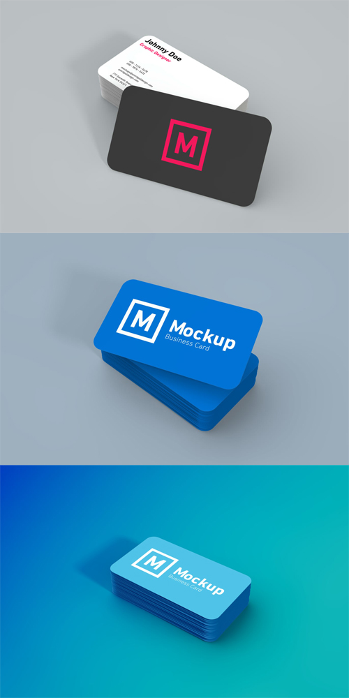 Rounded Business Cards Mockup