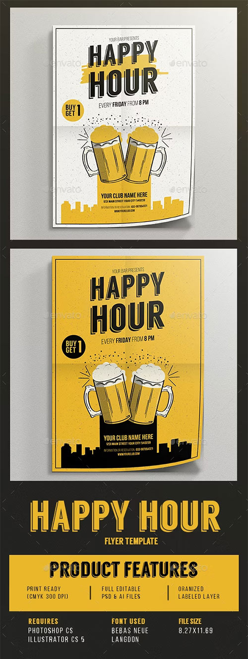 Happy Hour Beer Promotion Flyer 14221507