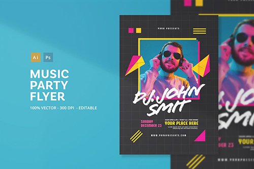 Music Party Flyer PSD