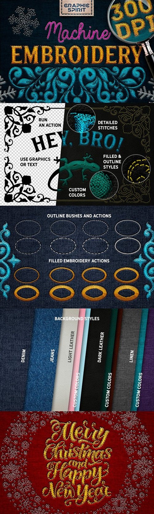Machine Embroidery Actions For Adobe Photoshop