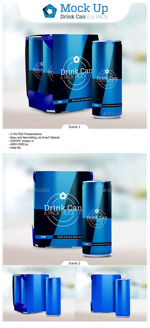 Drink Can and 6 Pack Mock Up