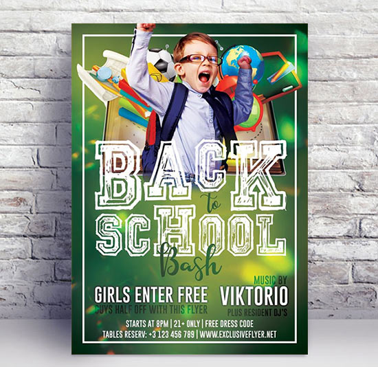 Back to school bash - Premium flyer psd template