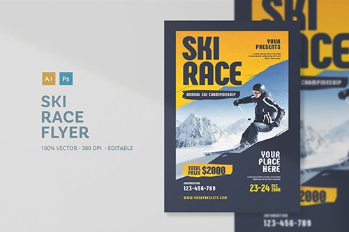 Ski Race Flyer PSD