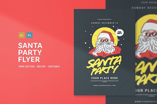 Santa Party Flyer PSD