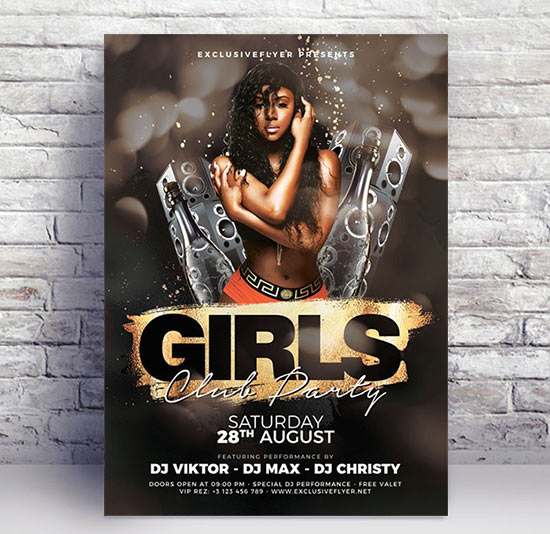 Girls club party - Premium flyer psd template