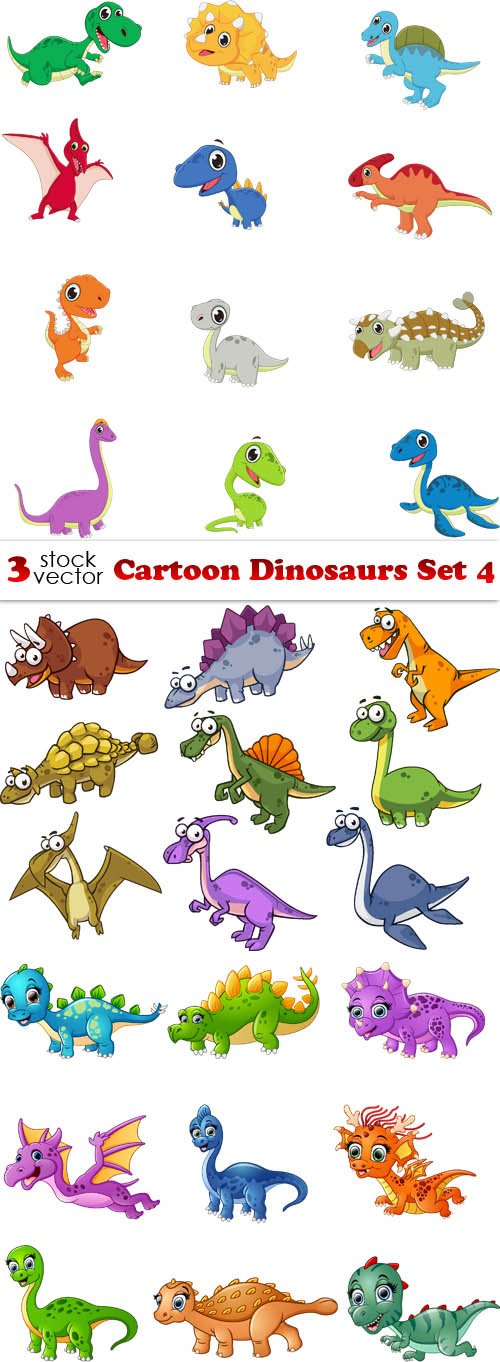 Vectors - Cartoon Dinosaurs Set 4