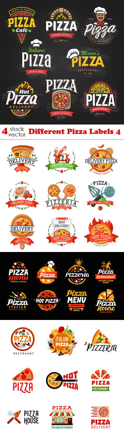 Vectors - Different Pizza Labels 4