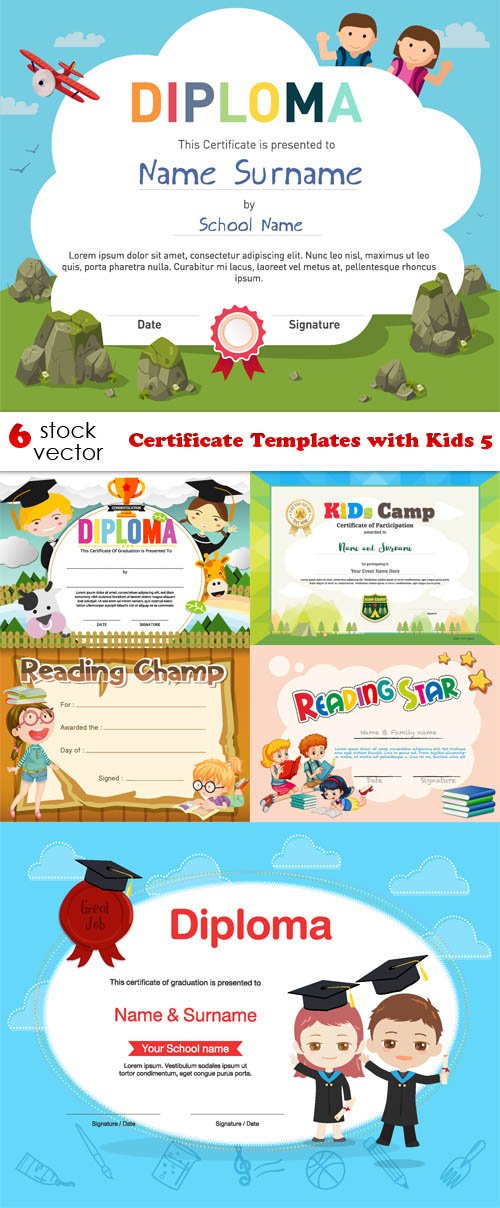 Vectors - Certificate Templates with Kids 5