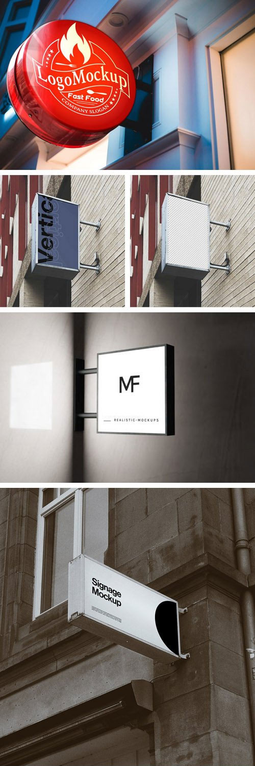 7 Signage PSD Mockups Templates Collection