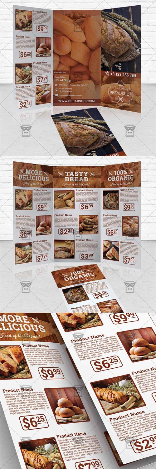Trifold Brochure Template - Bakery Food