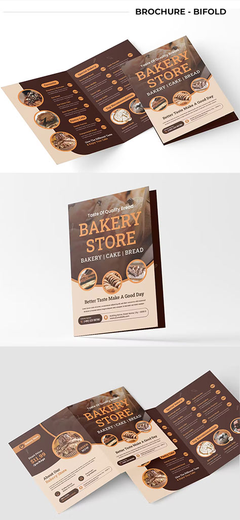Bakery Store Menu Bifold Brochure ZXVYA6C