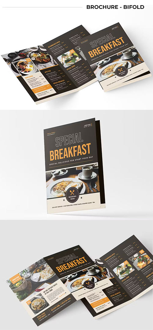 Breakfast Menu Bifold Brochure 88QW2FM