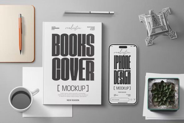 Books Cover and Iphone Set Mockup KLQVC9X