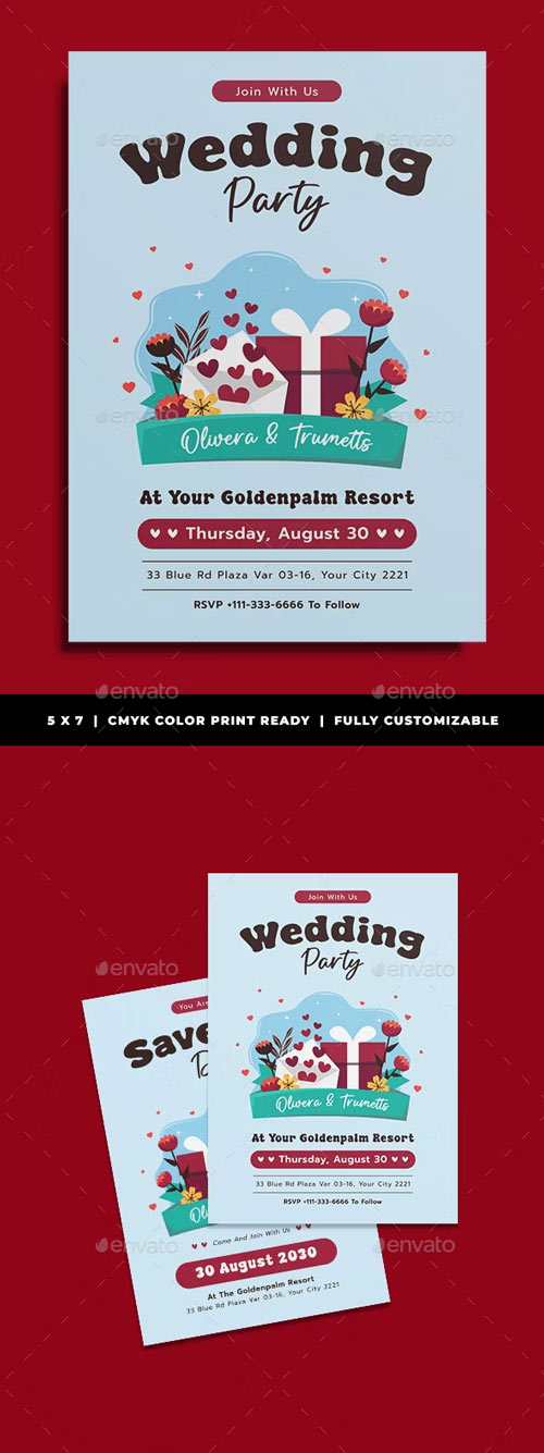 Glitter Box Wedding Invitation Template 51371154