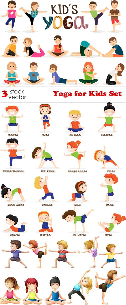Vectors - Yoga for Kids Set