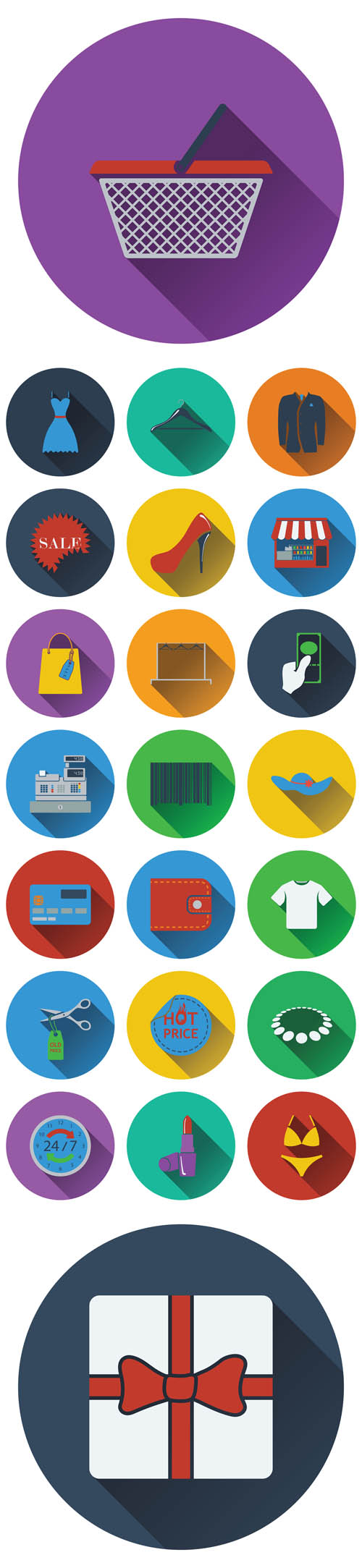 Vectors - Flat Round Shopping Icons
