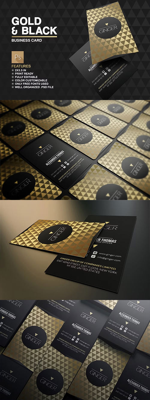 Gold And Black Business Card 502493