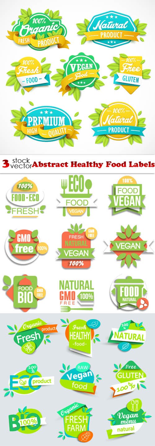 Vectors - Abstract Healthy Food Labels