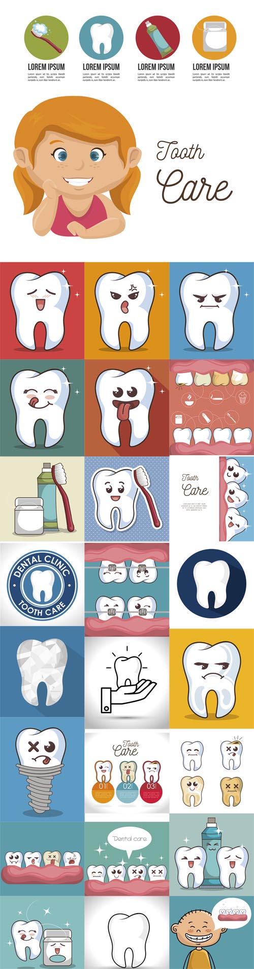 Human Tooth Character Icon Vector Illustration Graphic