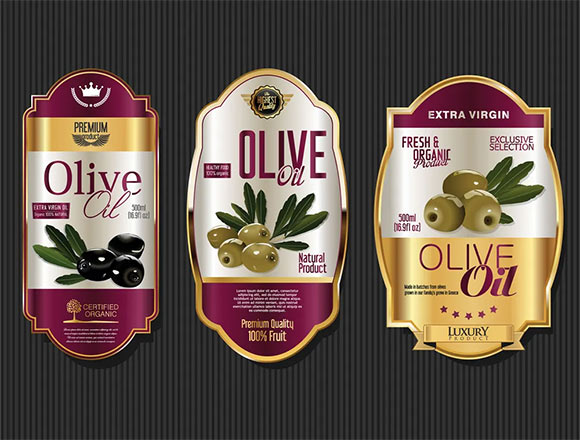 Vectors - Collection of colorful olive oil labels