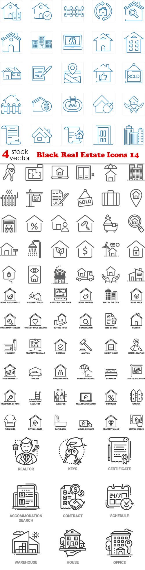 Vectors - Black Real Estate Icons 14