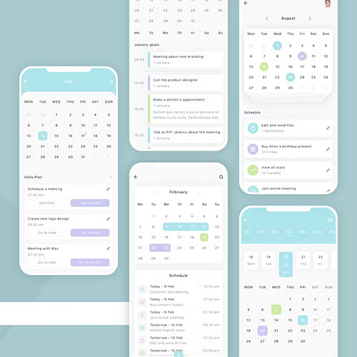 Calendar Mobile App UI Kit YMKS99V