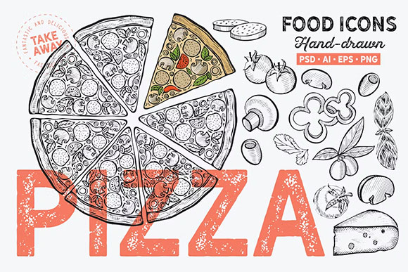 Pizza Hand-Drawn Graphic W3J9GNU