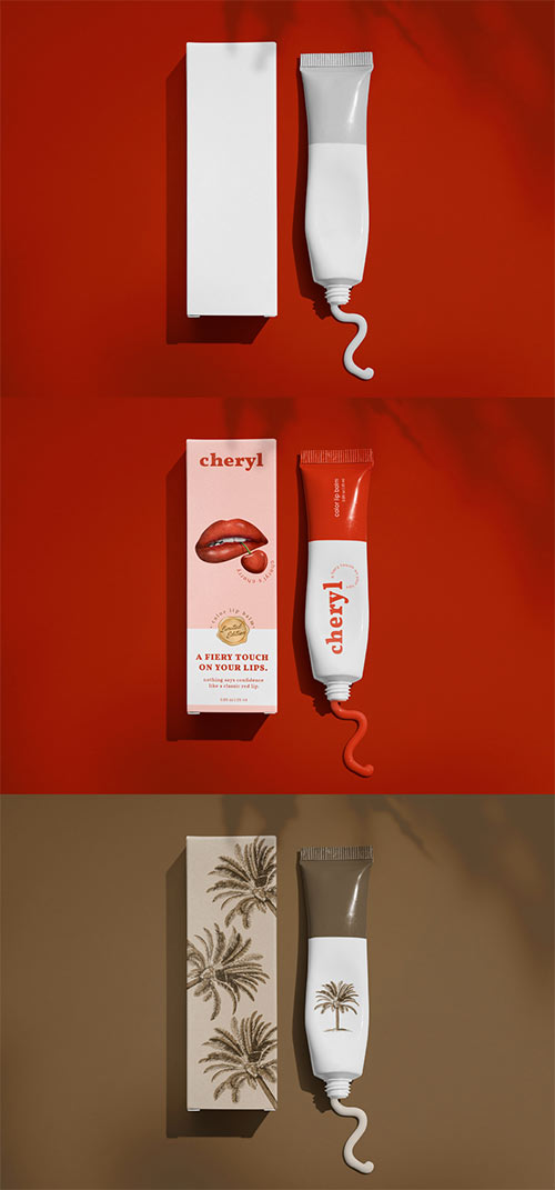 Red Lipstick Packaging Mockup for Cosmetic Branding 445623102