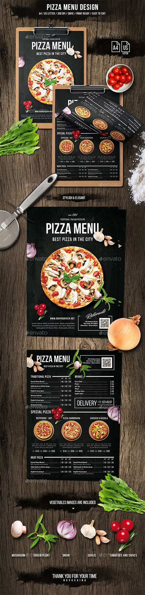 Pizza Menu Design - A4 and US Letter 20035663