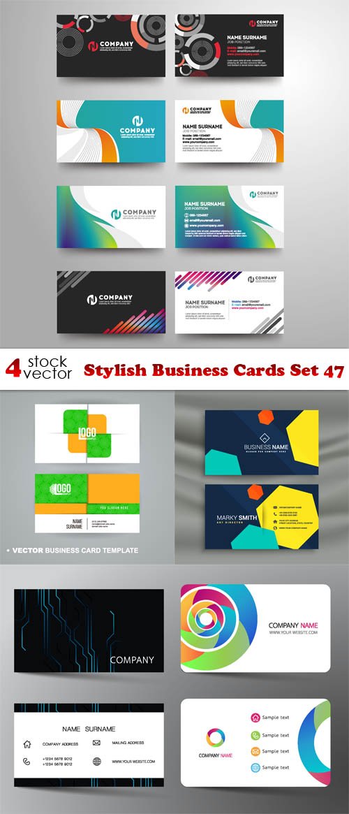 Vectors - Stylish Business Cards Set 47